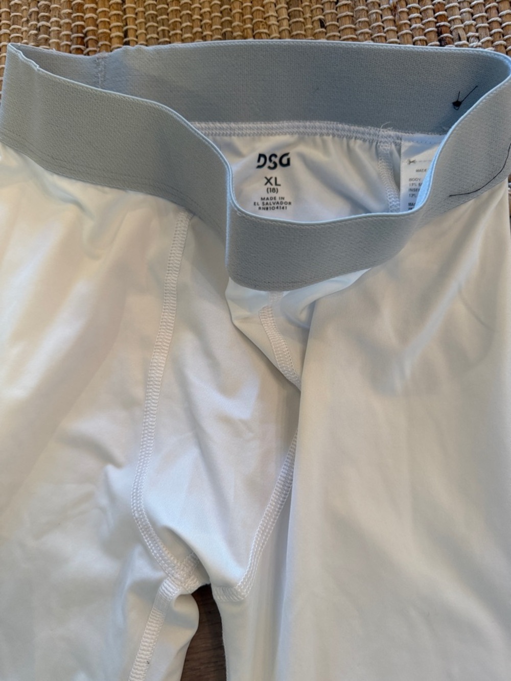 DSG White Compression Tights with Light Gray Waistband